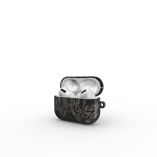 VYROX OBSIDIAN Gold Vein AirPods case, open view