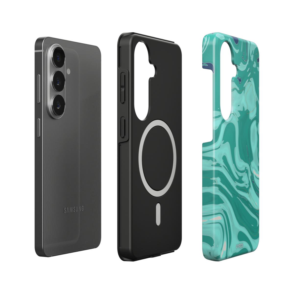VYROX LAGOON Opal Tide magnetic tough case, case and phone side by side