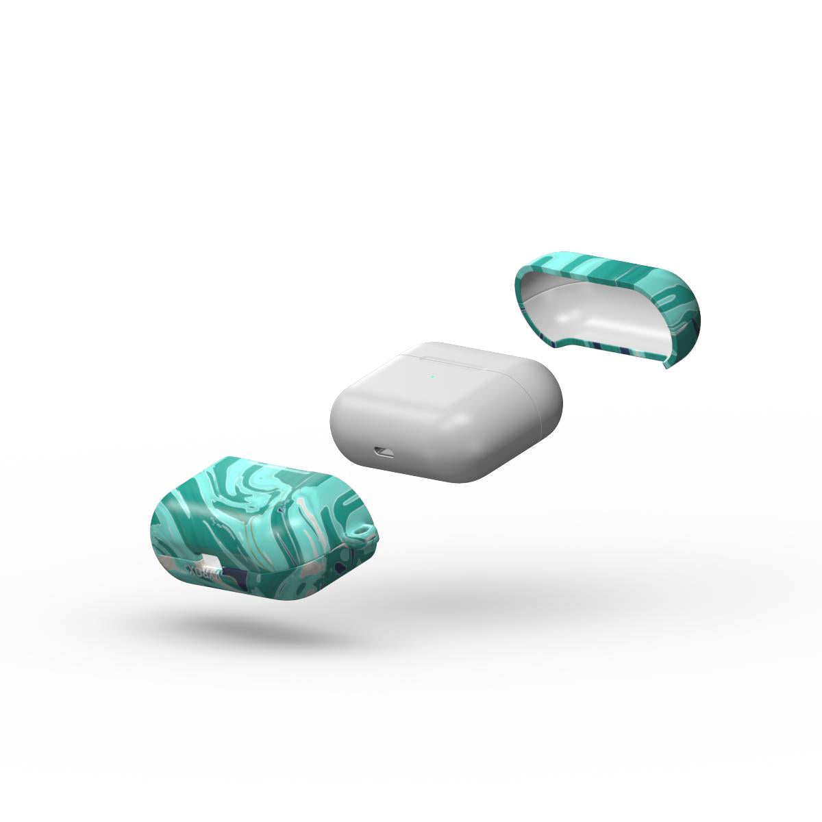 VYROX LAGOON Opal Tide AirPods case, lid and body view