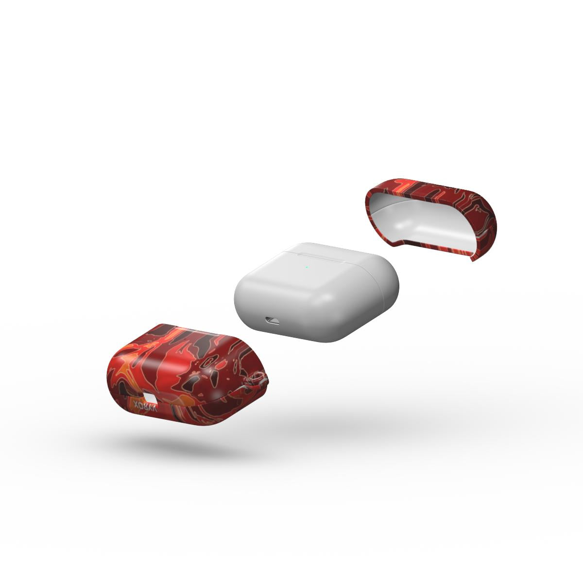 VYROX EMBER Molten Pour AirPods case, lid and body view
