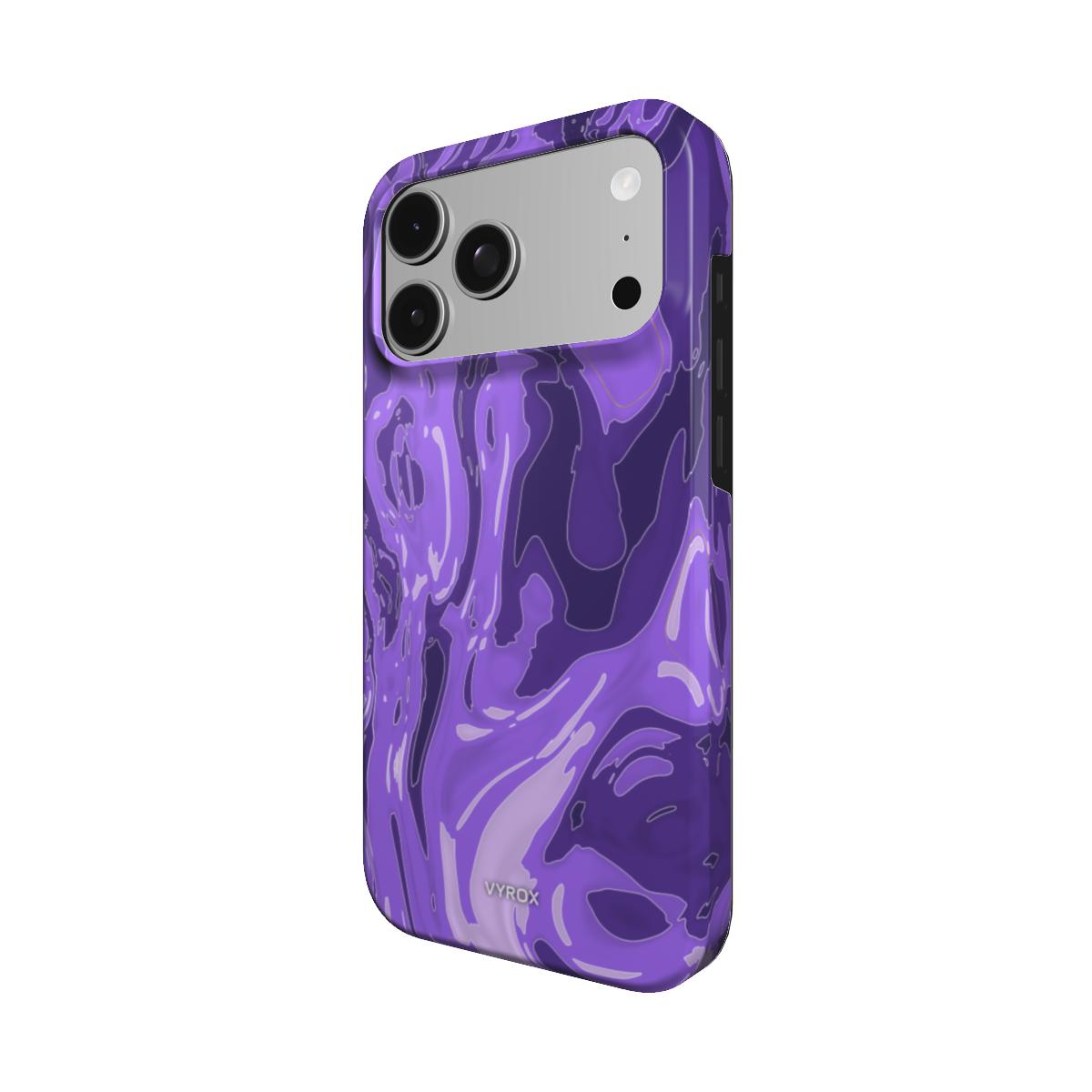 VYROX AMETHYST Violet Drift MagSafe tough case, angled view