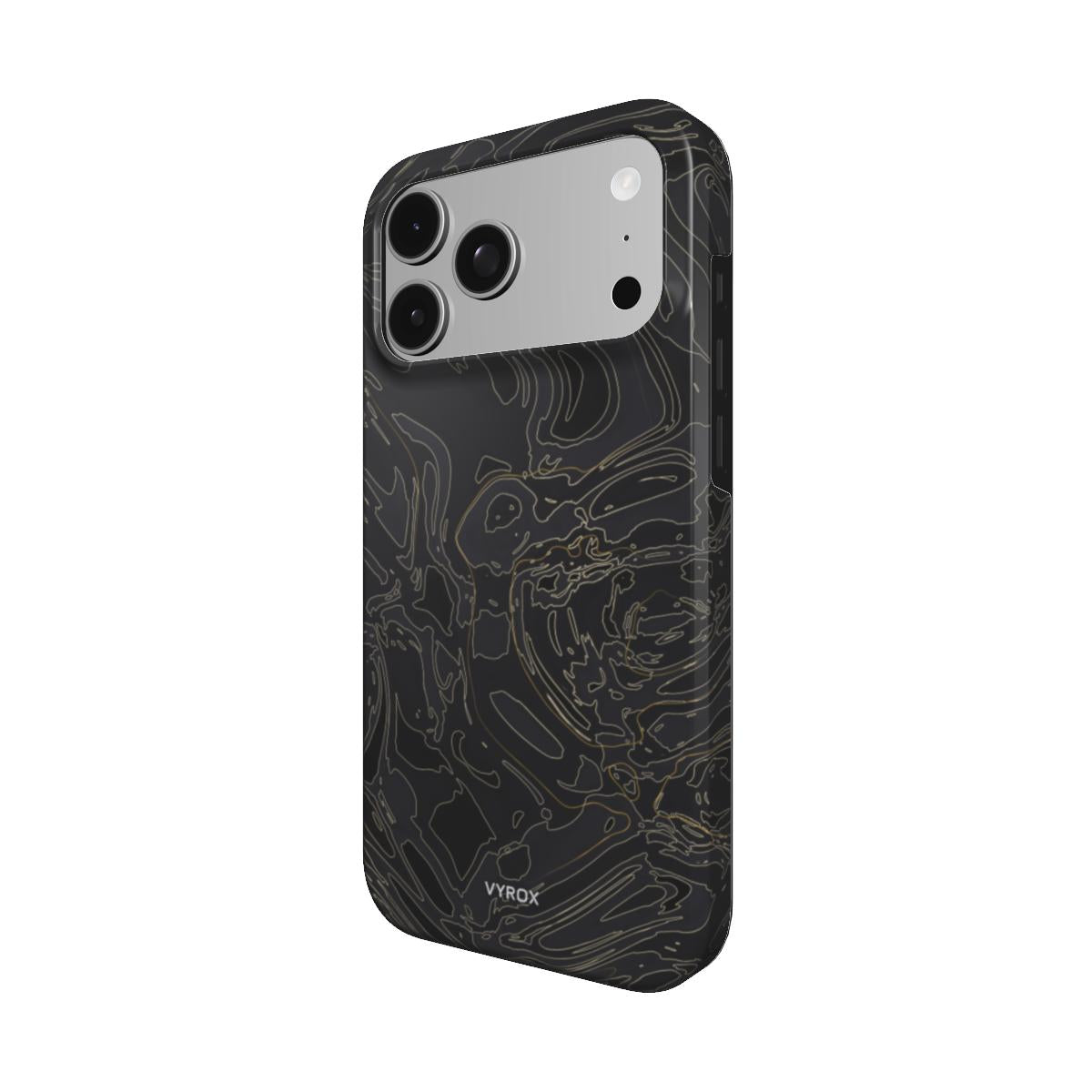 VYROX OBSIDIAN Gold Vein MagSafe tough case, angled view