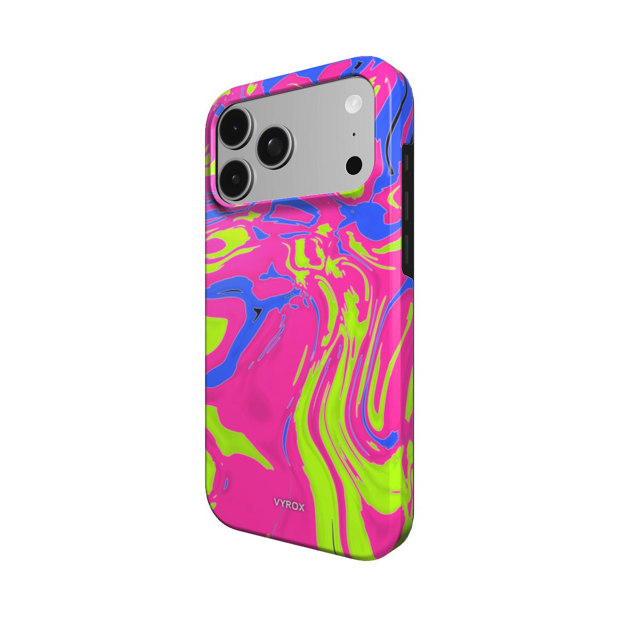 VYROX NEON Acid Rush tough phone case, angled view