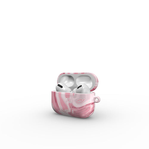 VYROX ROSE Blush Marble AirPods case, open view