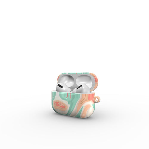 VYROX SORBET Peach Swirl AirPods case, open view