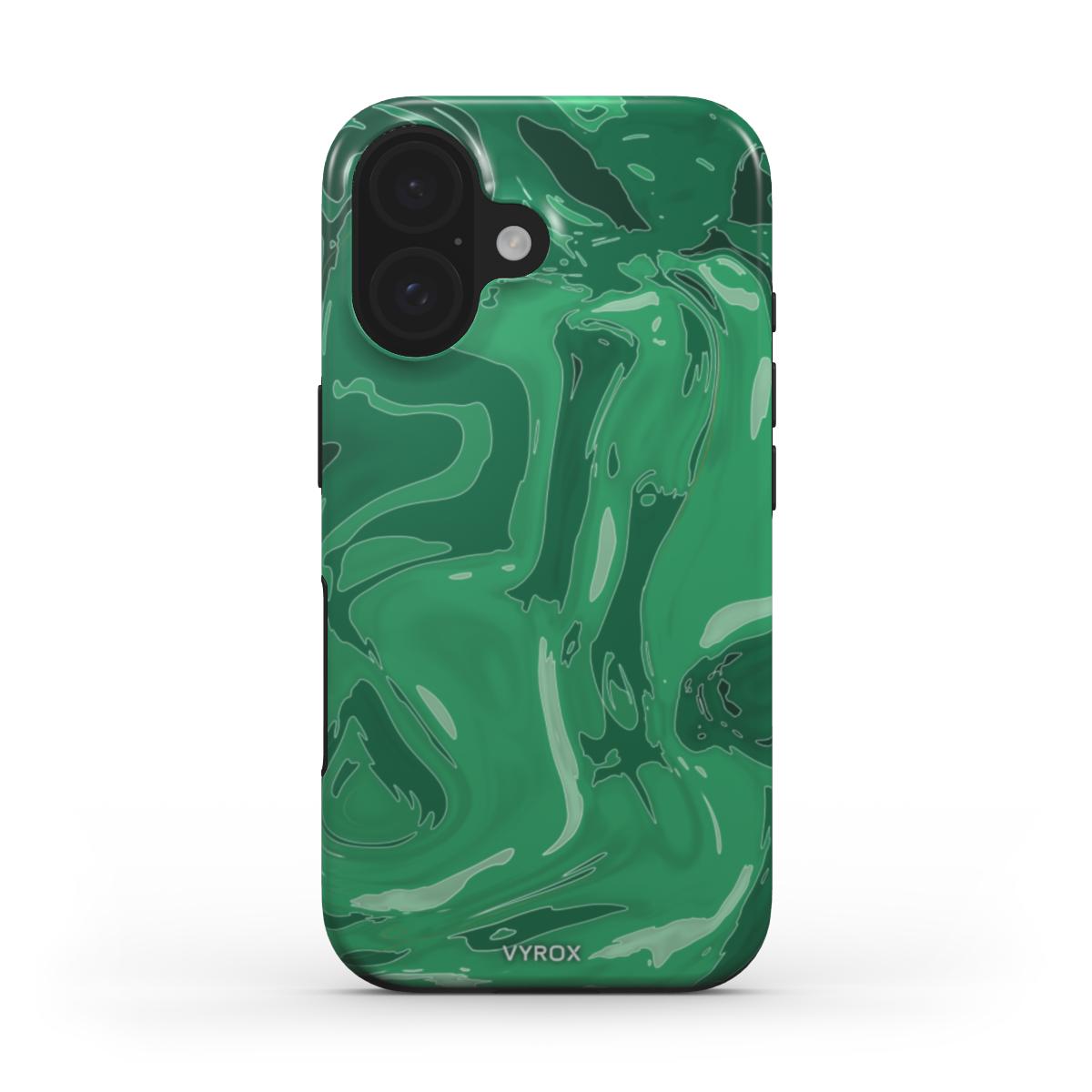VYROX JADE Temple Green MagSafe tough case on iPhone 16