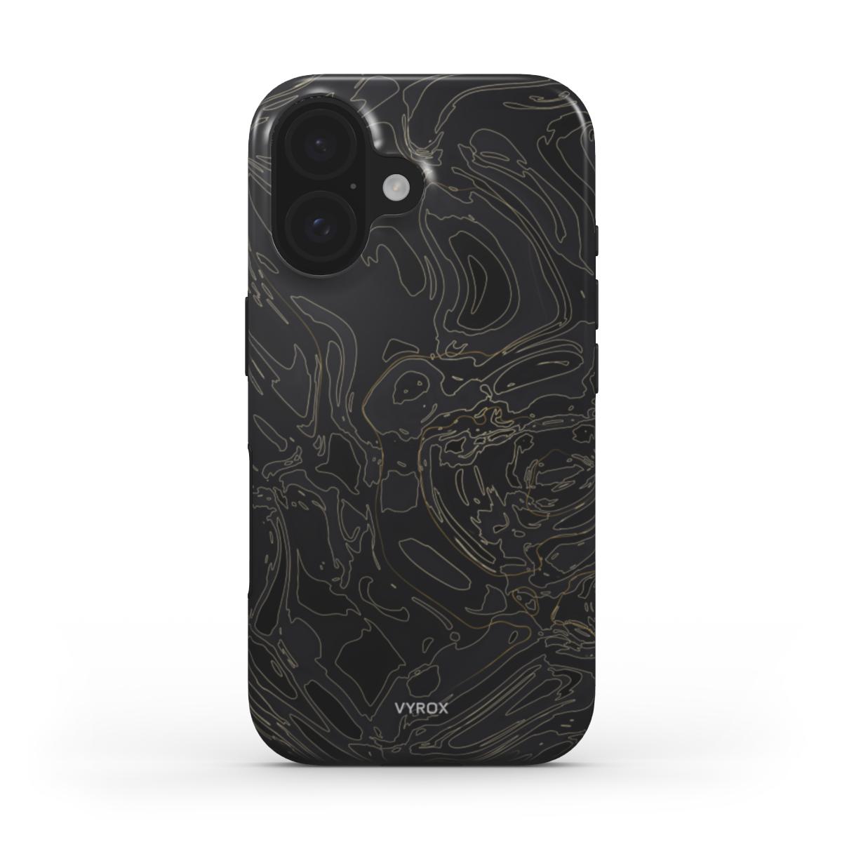 VYROX OBSIDIAN Gold Vein tough case on iPhone 16 Plus
