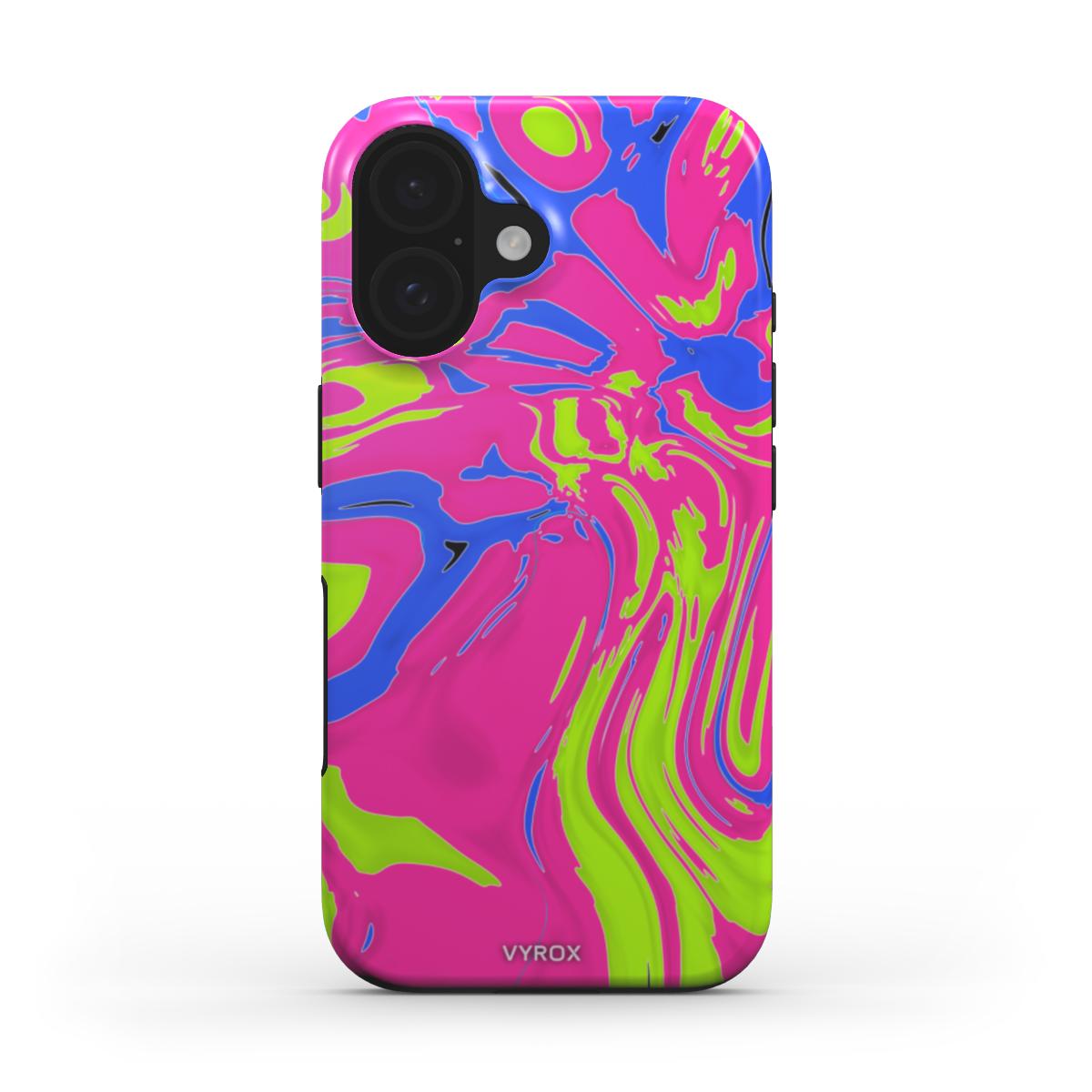 VYROX NEON Acid Rush tough case on iPhone 16