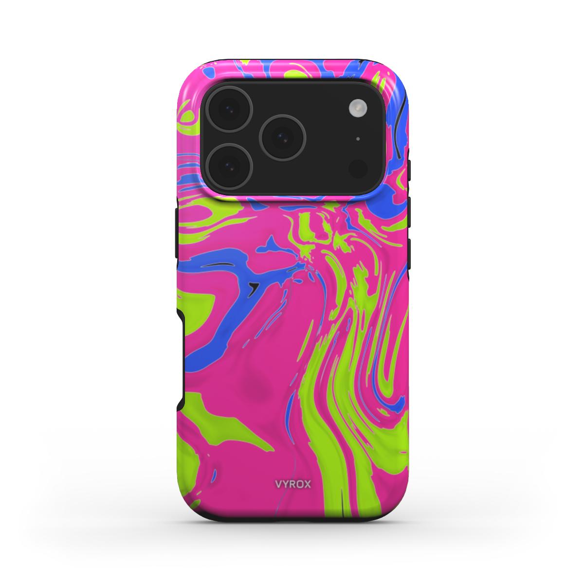VYROX NEON Acid Rush MagSafe tough case on iPhone 17 Pro
