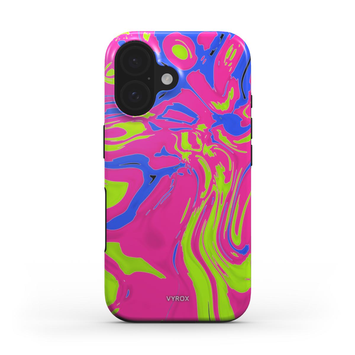 VYROX NEON Acid Rush MagSafe tough case on iPhone 16 Plus