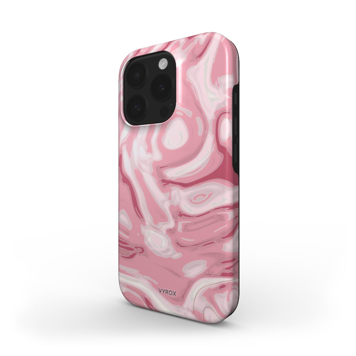 VYROX ROSE Blush Marble tough case on Google Pixel 11, angled view
