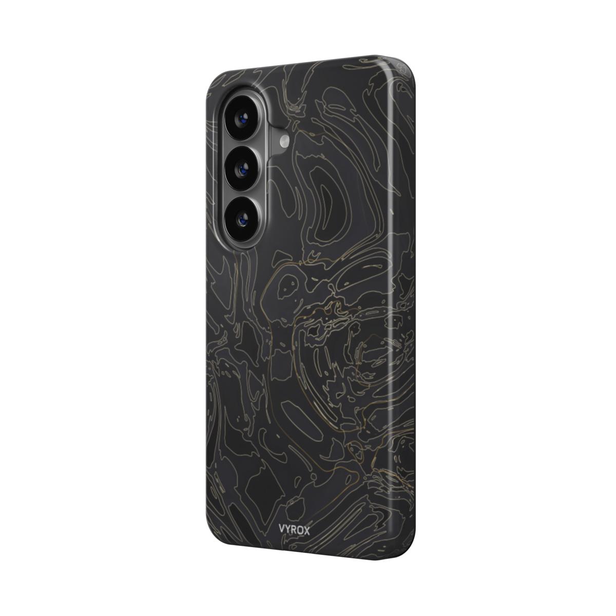 VYROX OBSIDIAN Gold Vein magnetic tough case on Samsung Galaxy S26, angled view