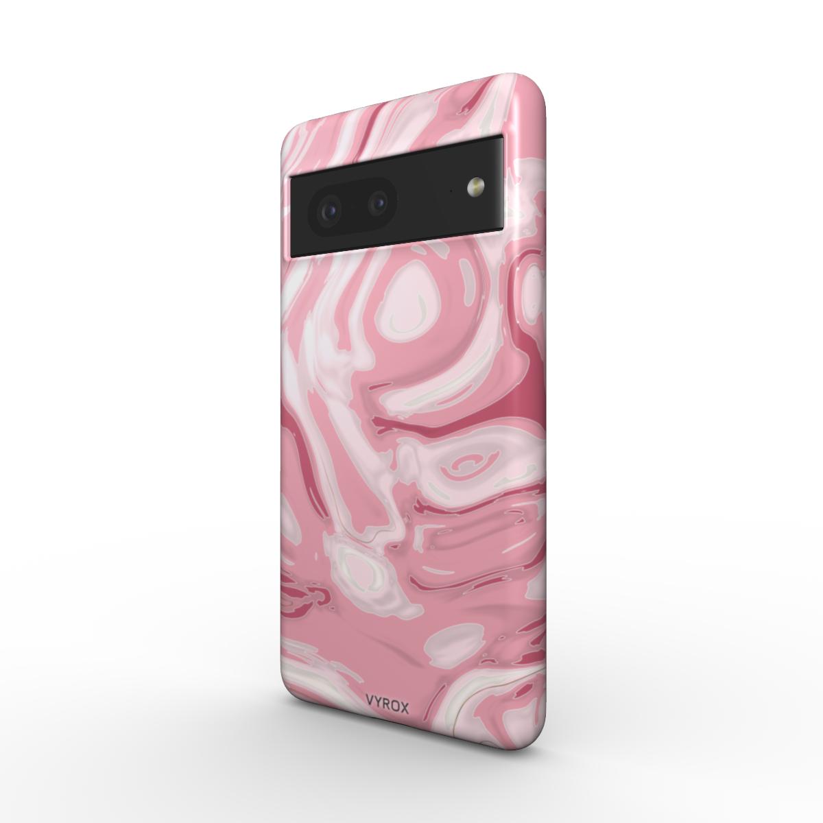 VYROX ROSE Blush Marble magnetic tough case on Google Pixel 11, angled view