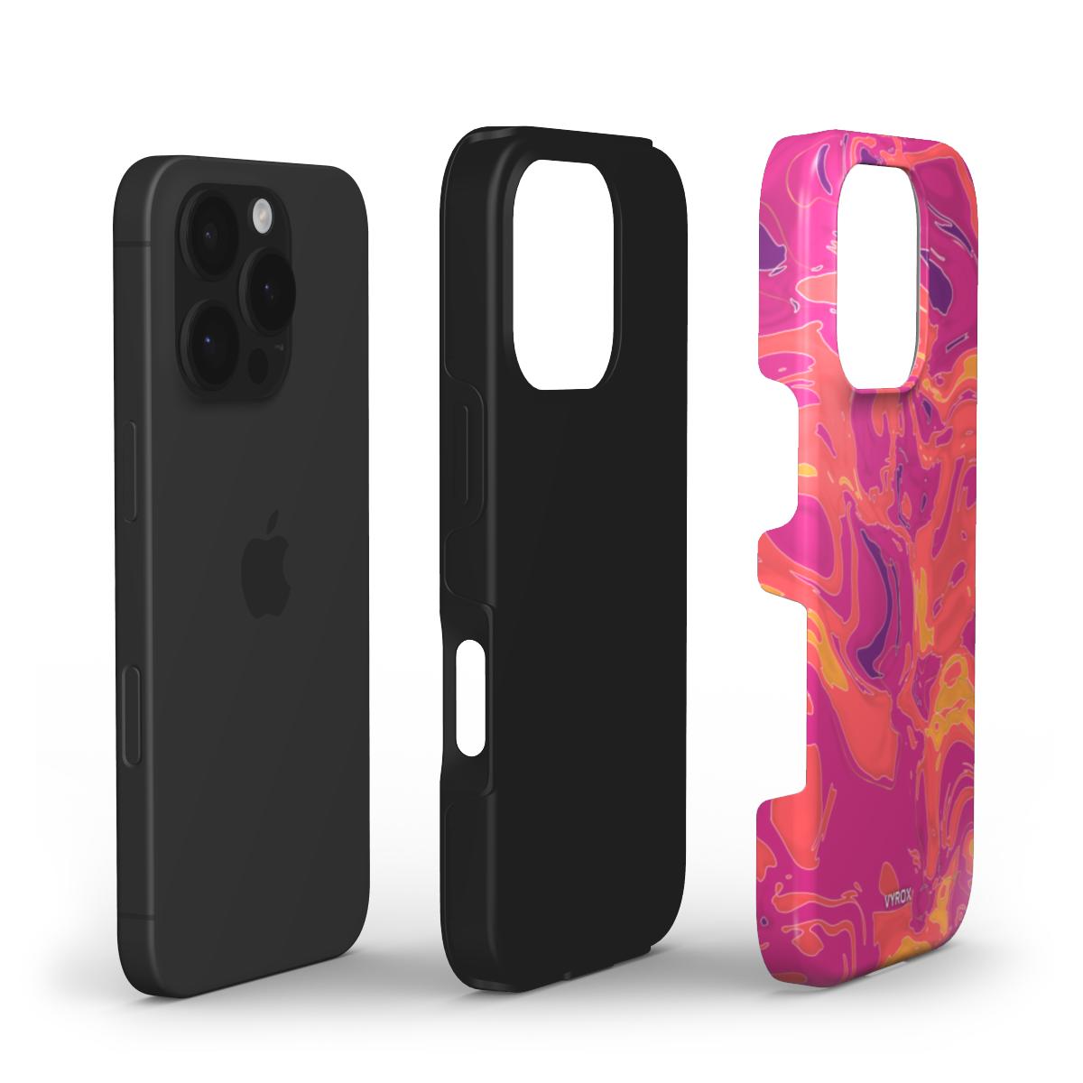 VYROX SUNSET Golden Hour tough case on Google Pixel 11, case and phone side by side