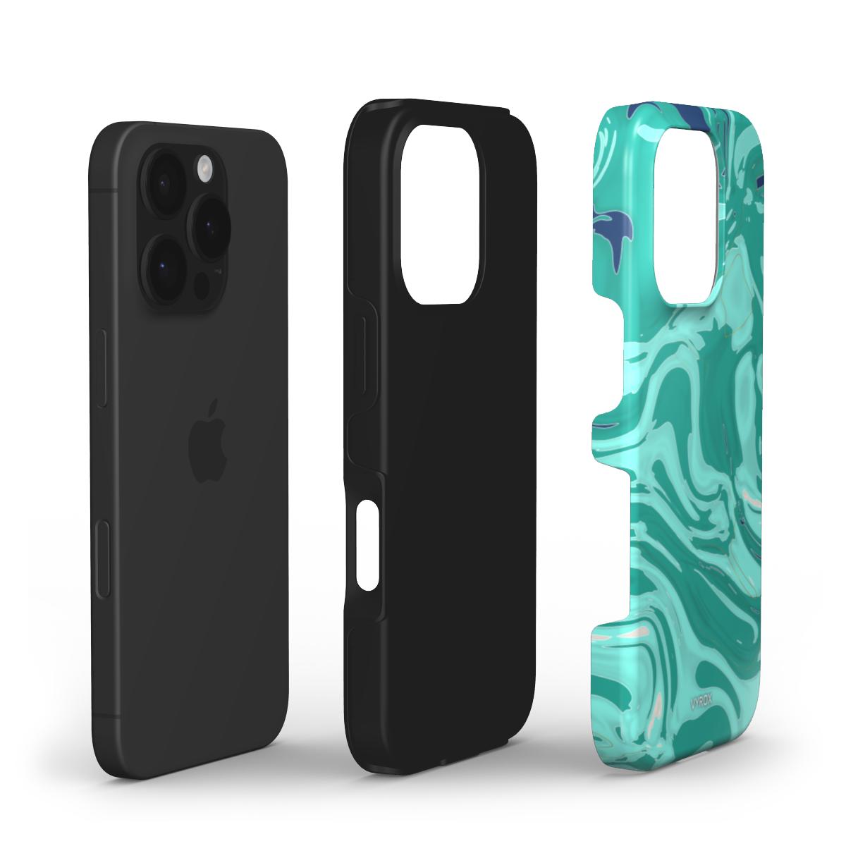 VYROX LAGOON Opal Tide tough case on Google Pixel 11, case and phone side by side