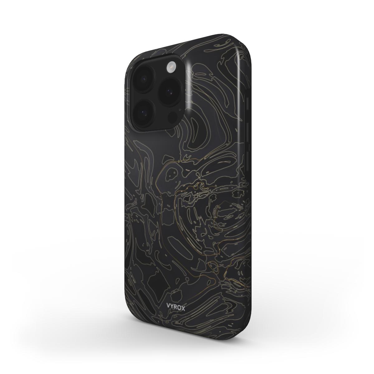 VYROX OBSIDIAN Gold Vein tough case on Google Pixel 11, angled view