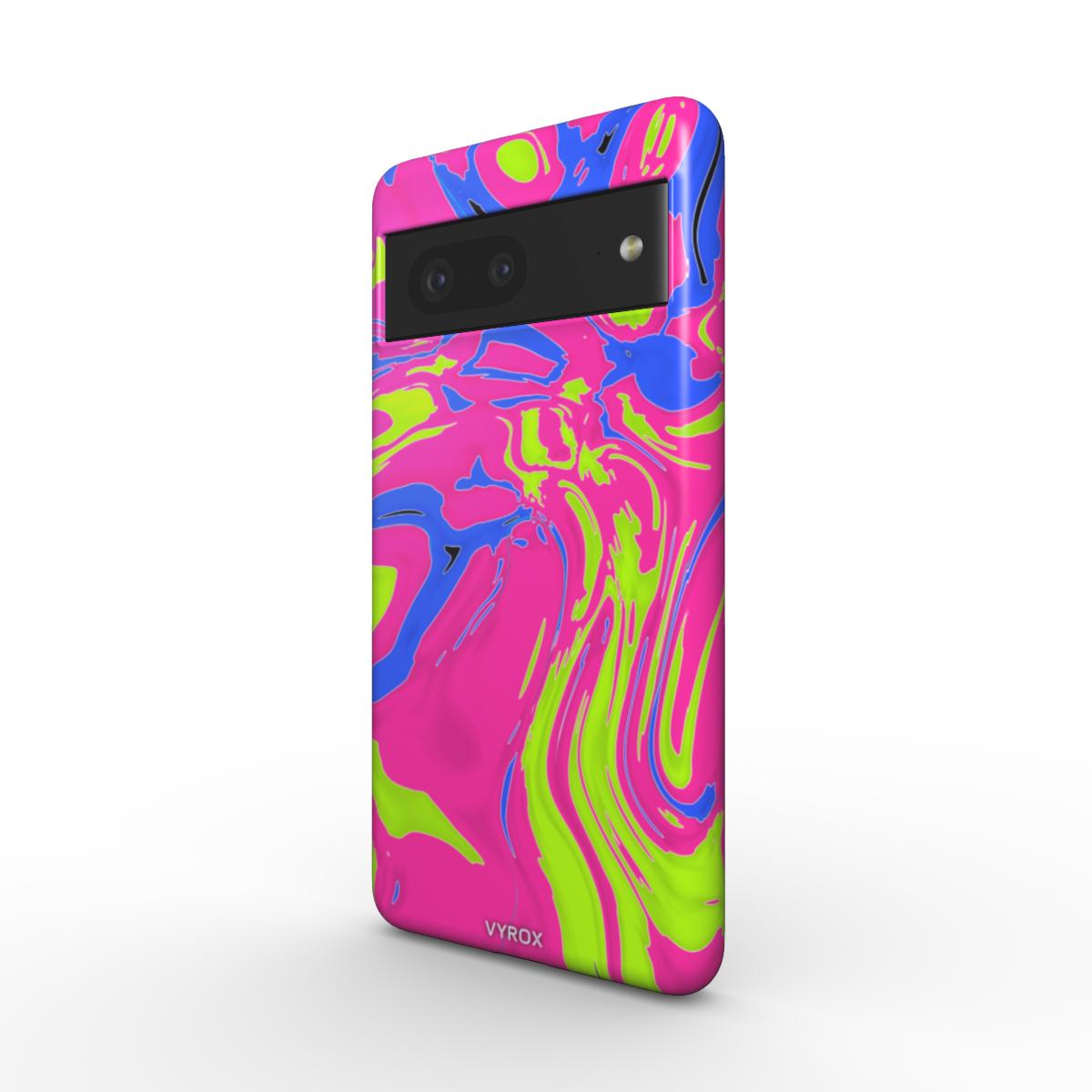 VYROX NEON Acid Rush magnetic tough case on Google Pixel 11 Pro, angled view