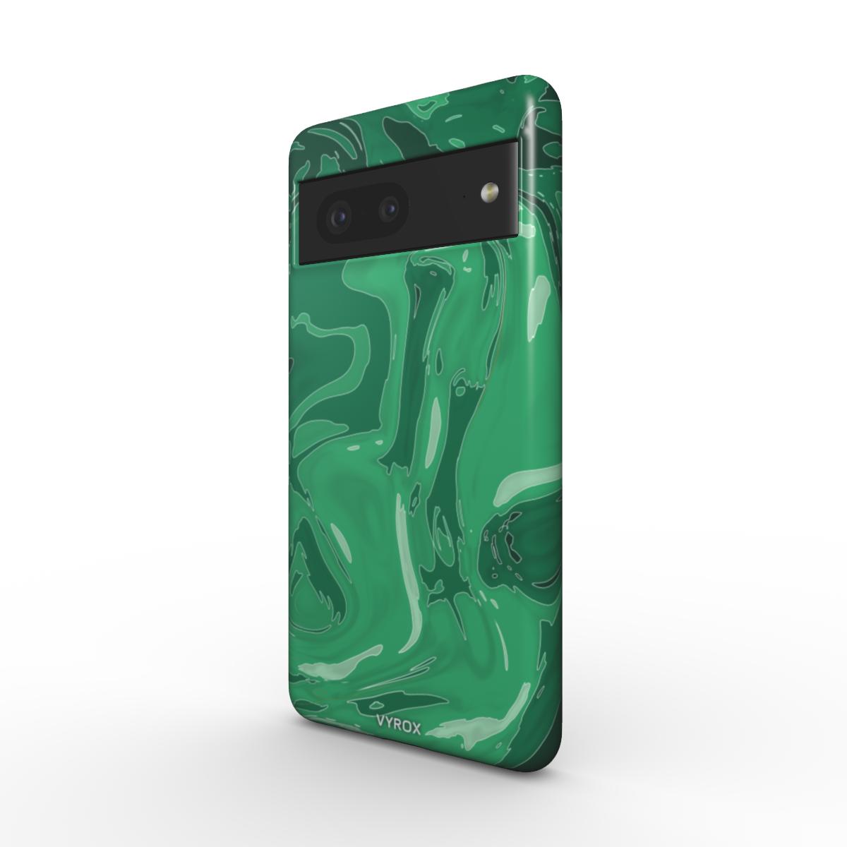 VYROX JADE Temple Green magnetic tough case on Google Pixel 11 Pro, angled view