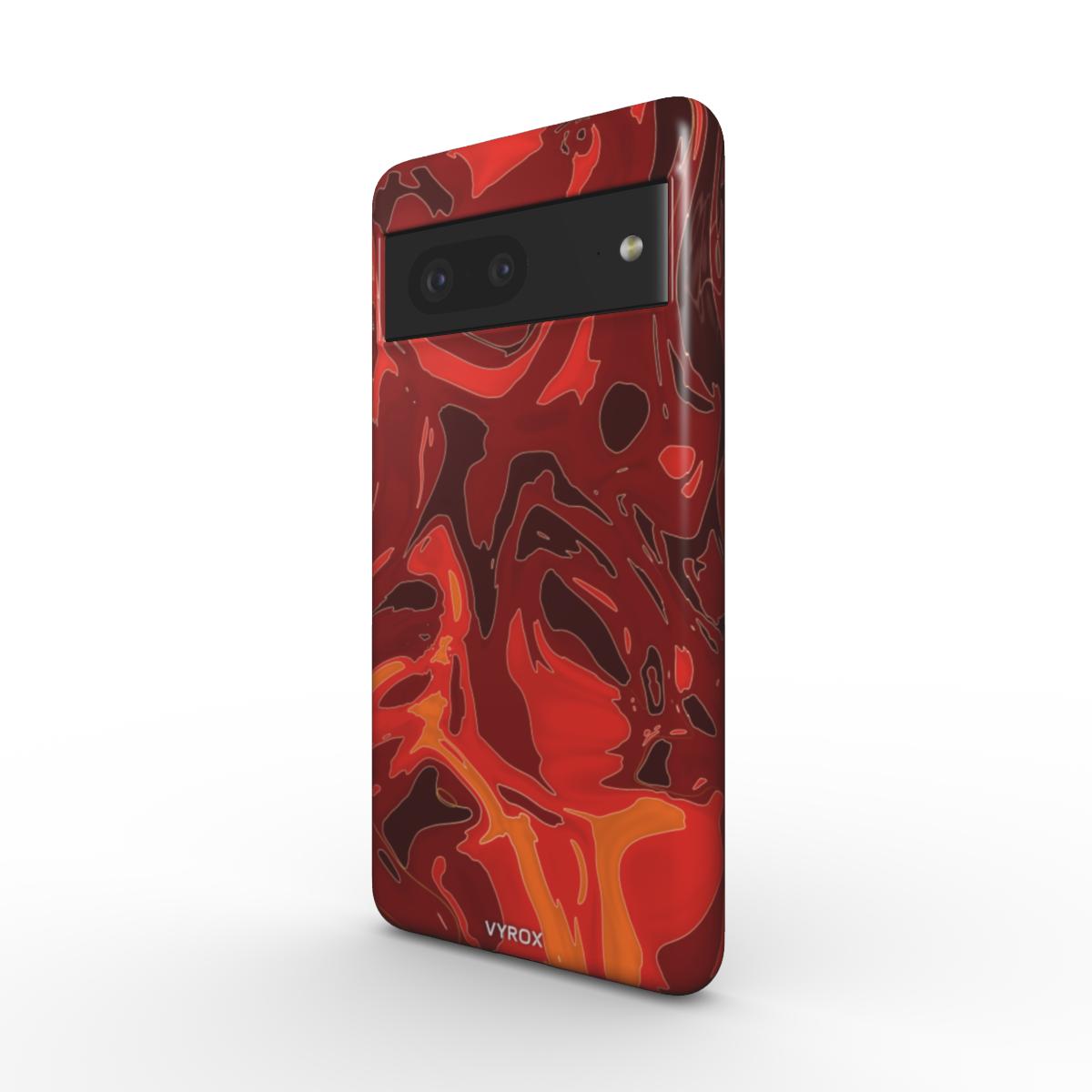 VYROX EMBER Molten Pour magnetic tough case on Google Pixel 11 Pro, angled view