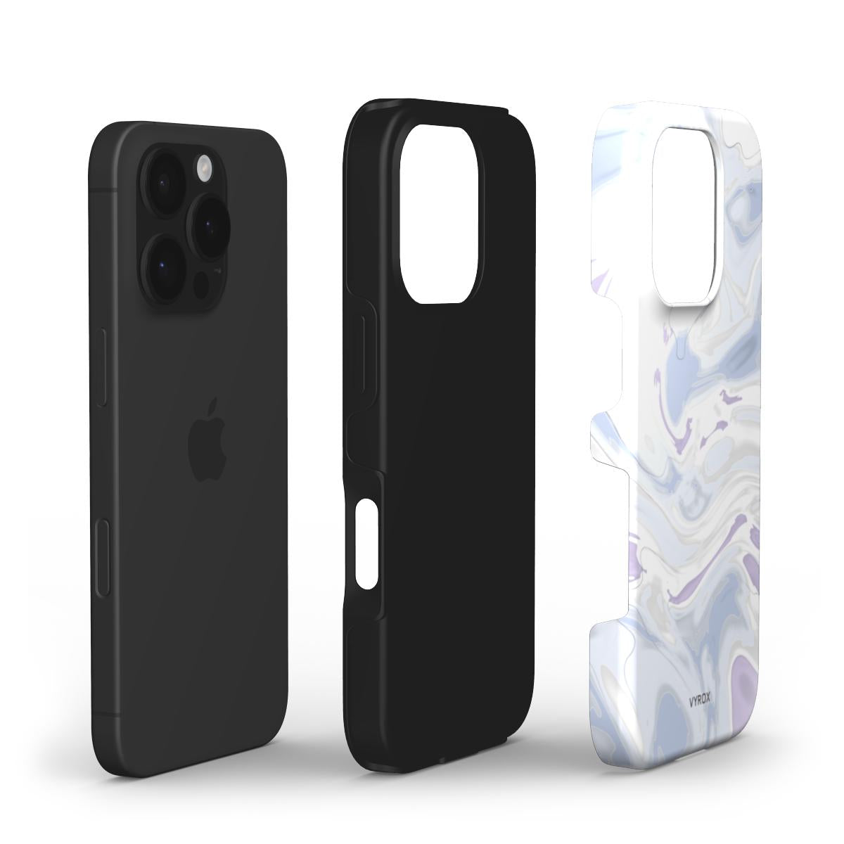 VYROX PEARL Moon Milk tough case on Google Pixel 11, case and phone side by side