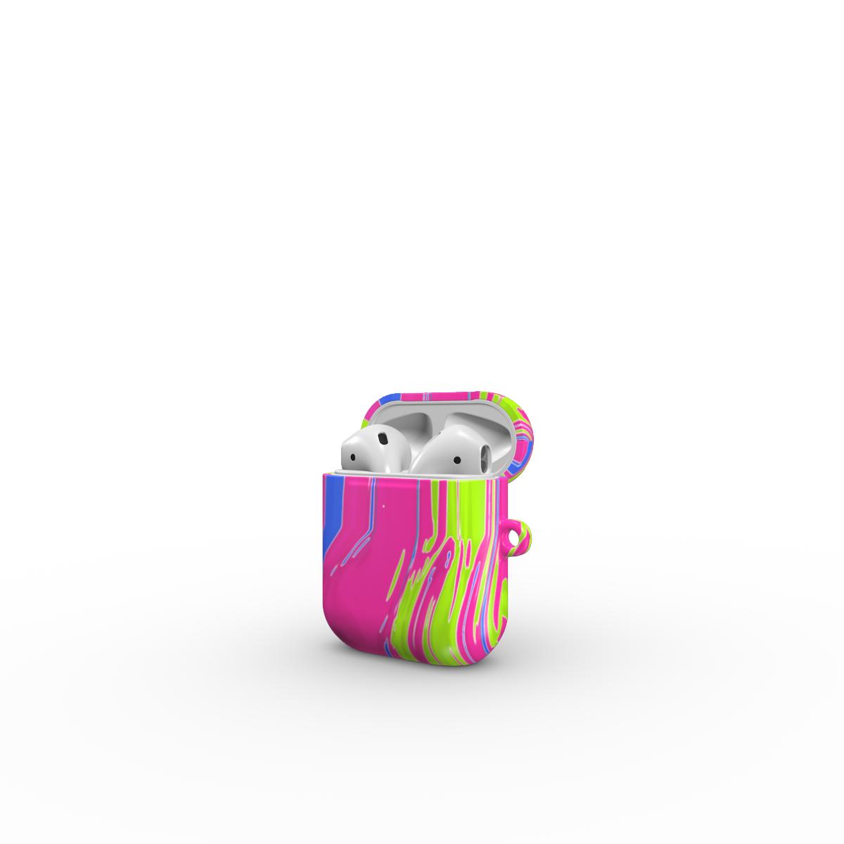 VYROX NEON Acid Rush AirPods case on Apple AirPods 1 / 2, open view