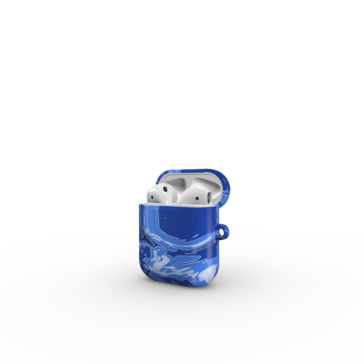 VYROX SAPPHIRE Deep Current AirPods case on Apple AirPods 1 / 2, open view