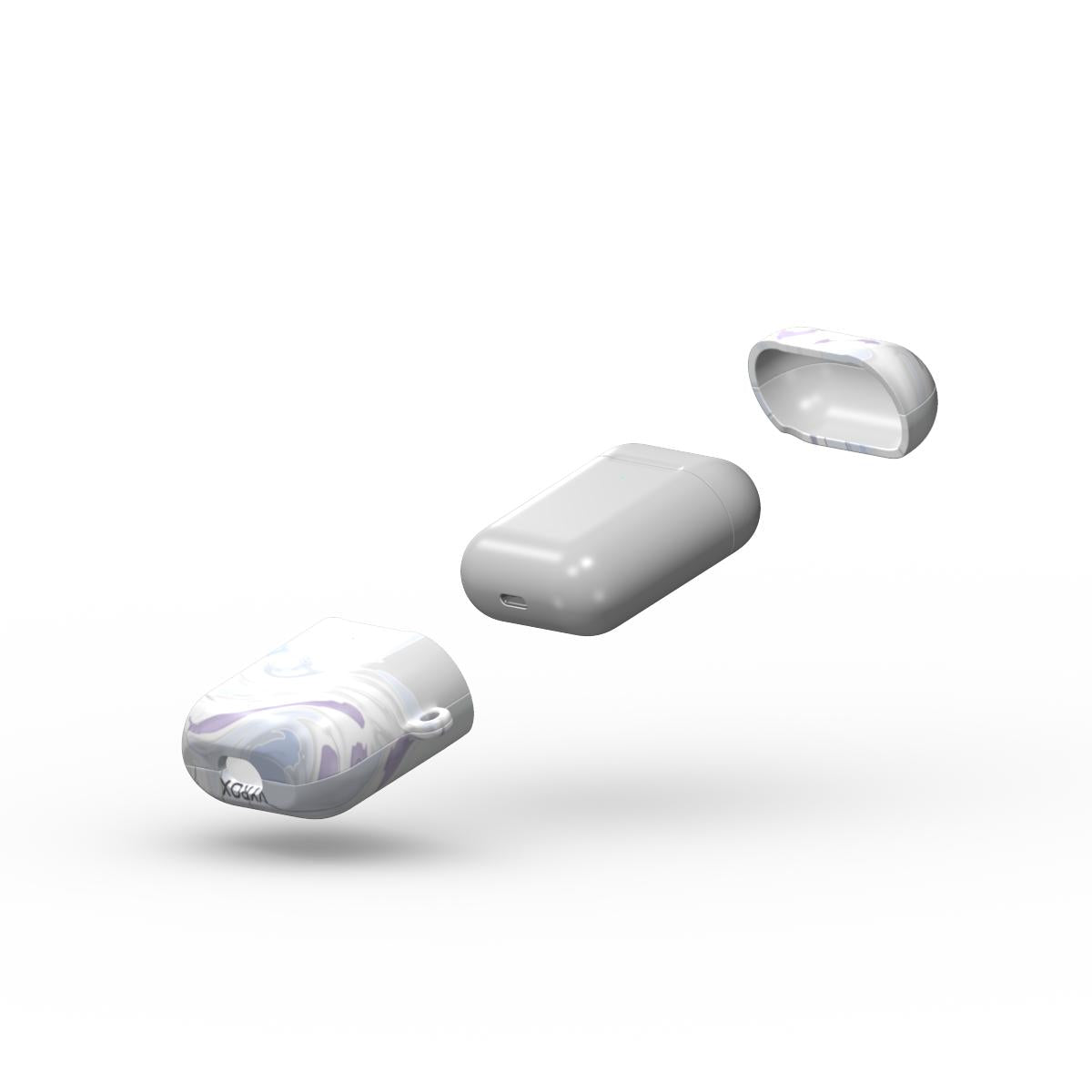 VYROX PEARL Moon Milk AirPods case on Apple AirPods 1 / 2, lid and body view