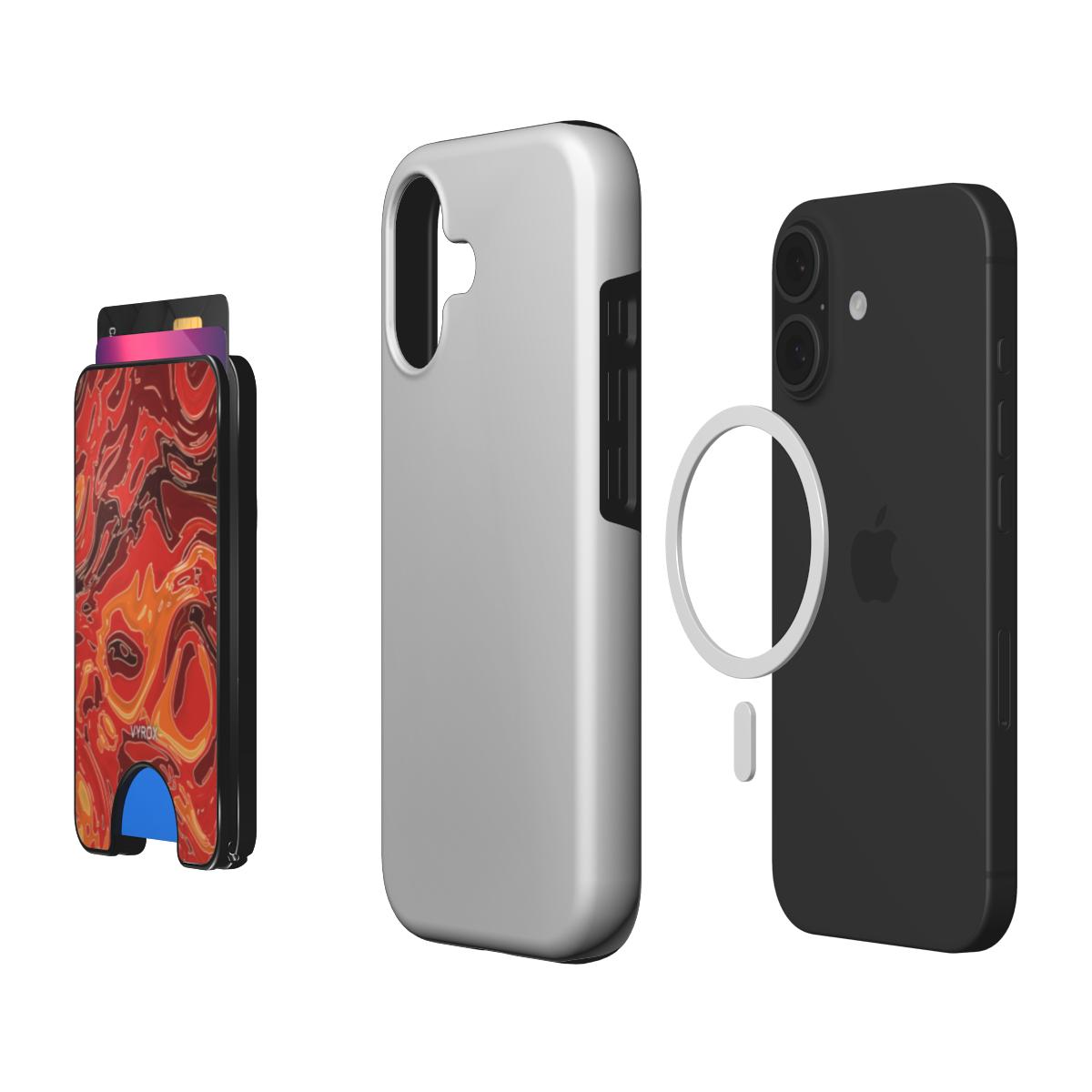 VYROX EMBER Molten Pour magnetic wallet, with a phone and case