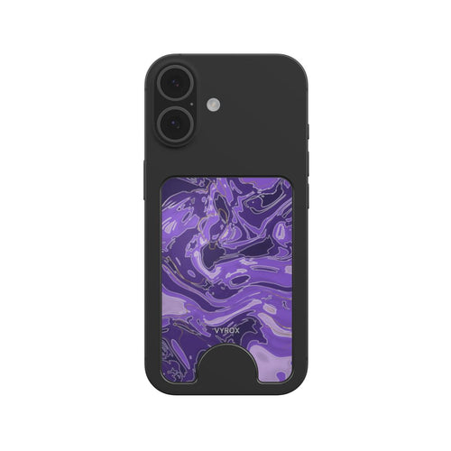 VYROX AMETHYST Violet Drift magnetic wallet, snapped to a phone
