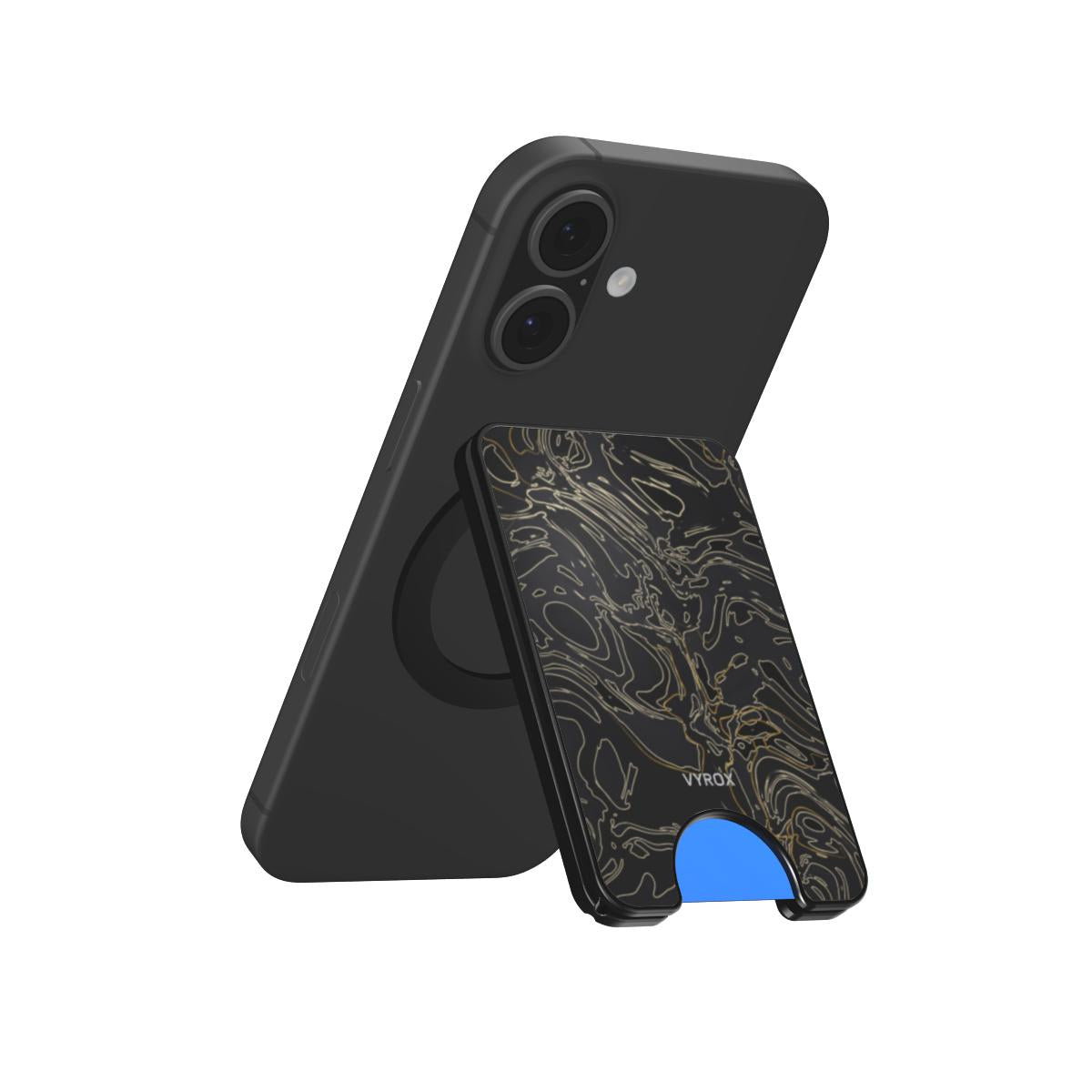 VYROX OBSIDIAN Gold Vein magnetic wallet, as a kickstand