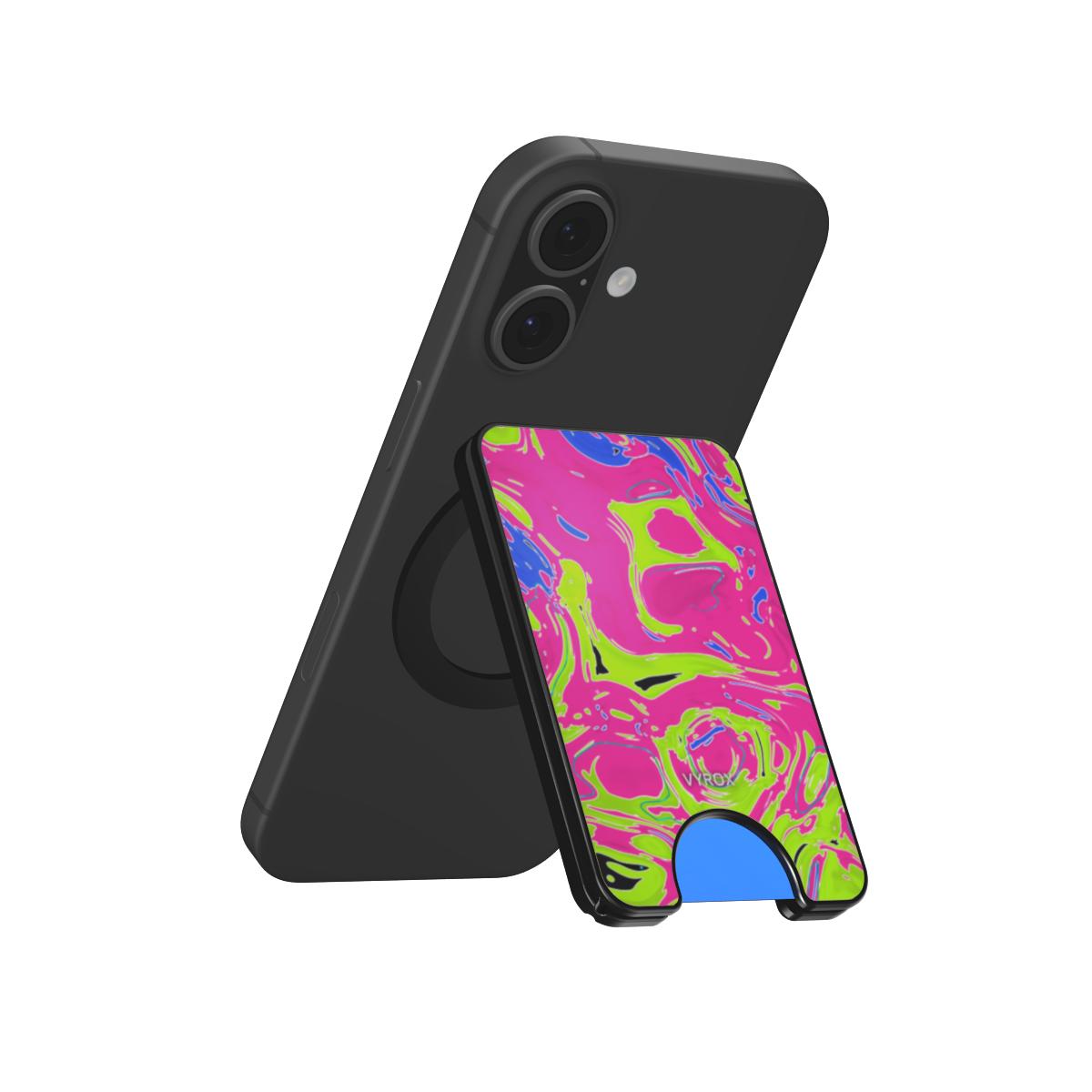 VYROX NEON Acid Rush magnetic wallet, as a kickstand
