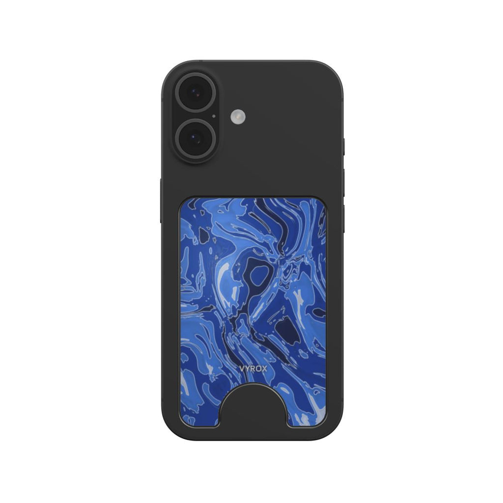 VYROX SAPPHIRE Deep Current magnetic wallet, snapped to a phone