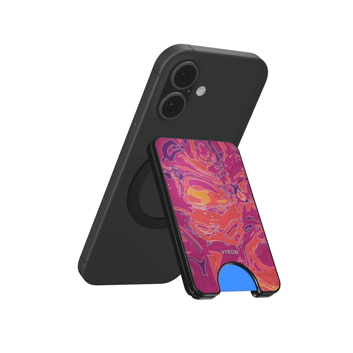 VYROX SUNSET Golden Hour magnetic wallet, as a kickstand