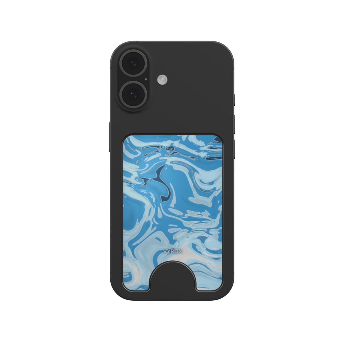 VYROX GLACIER Ice Flow magnetic wallet, snapped to a phone
